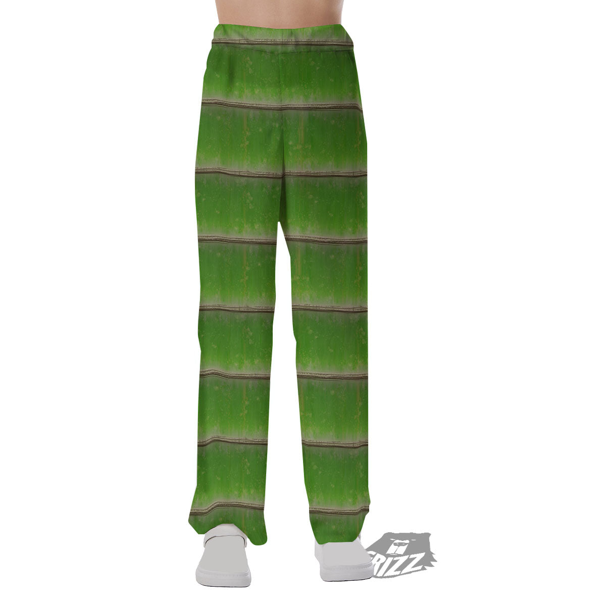 Texture Bamboo Green Print Pajama Pants-grizzshop