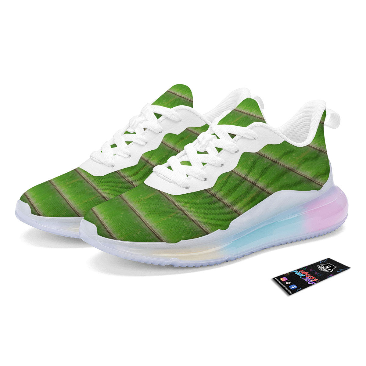 Texture Bamboo Green Print Running Sneakers-grizzshop