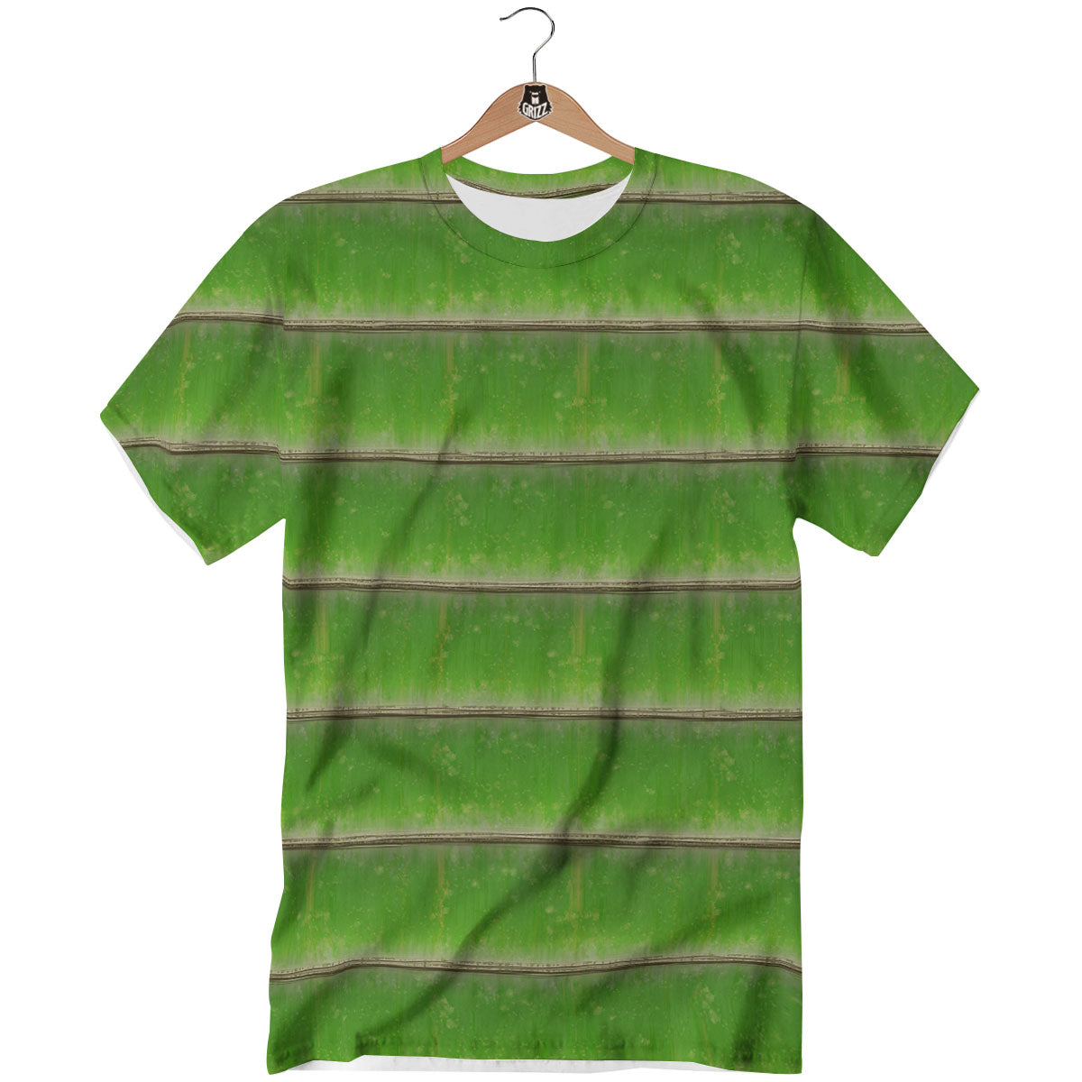 Texture Bamboo Green Print T-Shirt-grizzshop