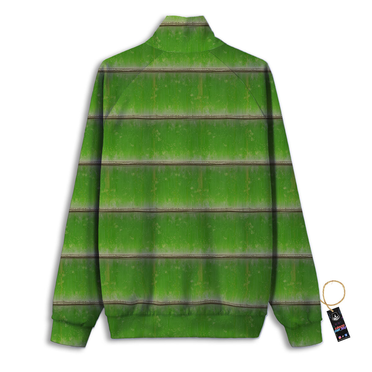 Texture Bamboo Green Print Track Jacket-grizzshop