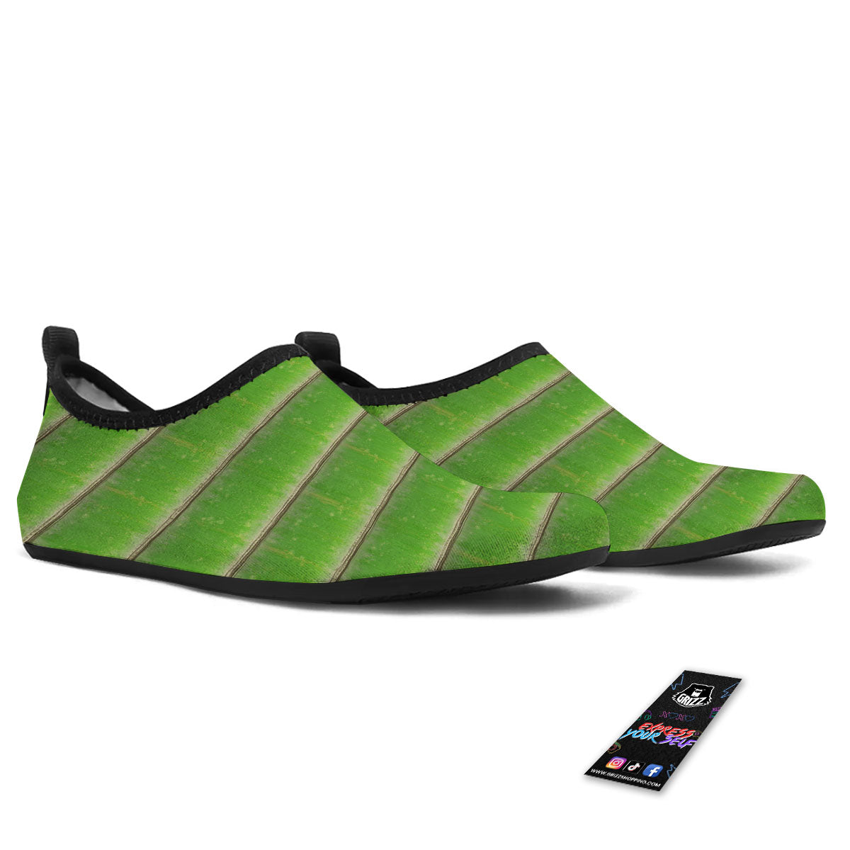 Texture Bamboo Green Print Water Shoes-grizzshop