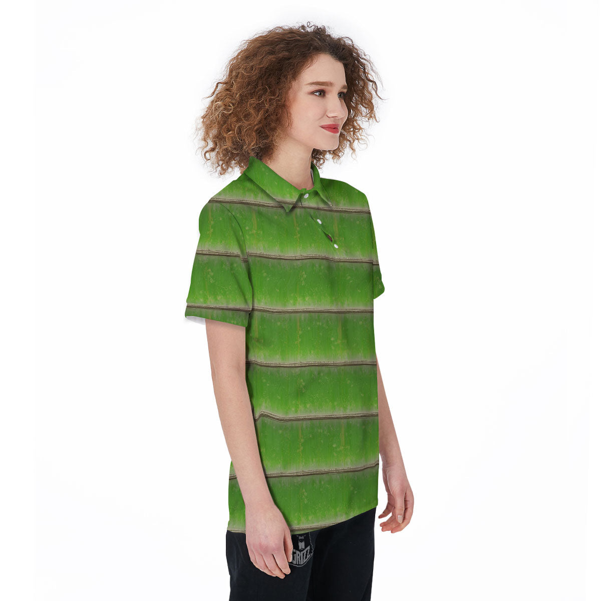 Texture Bamboo Green Print Women's Golf Shirts-grizzshop