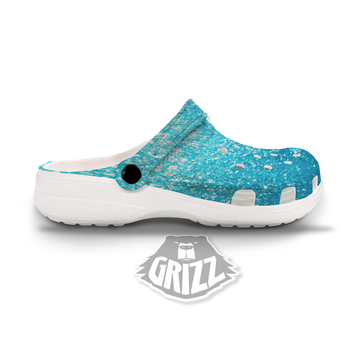Texture Blue Glitter Print Clog-grizzshop