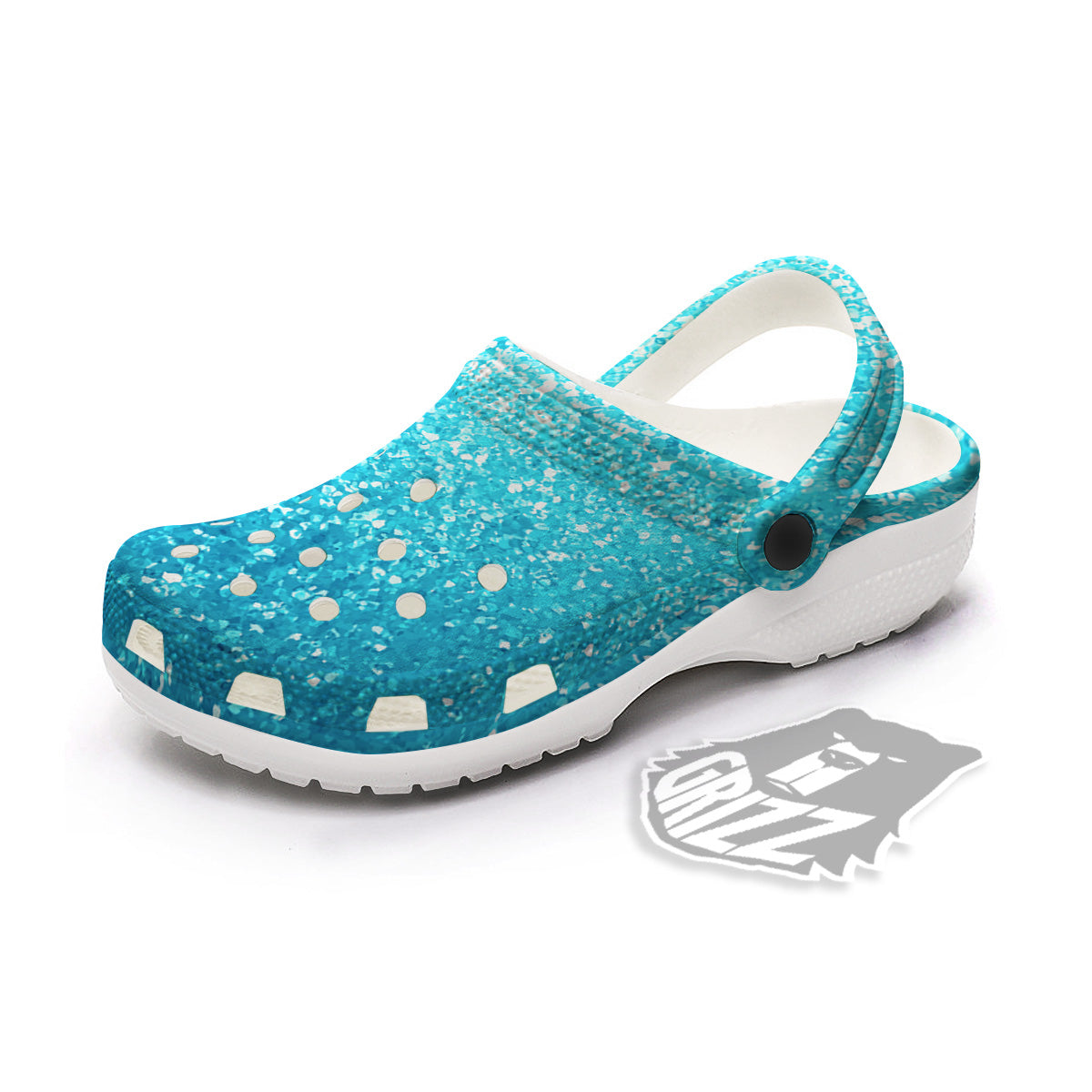 Texture Blue Glitter Print Clog-grizzshop