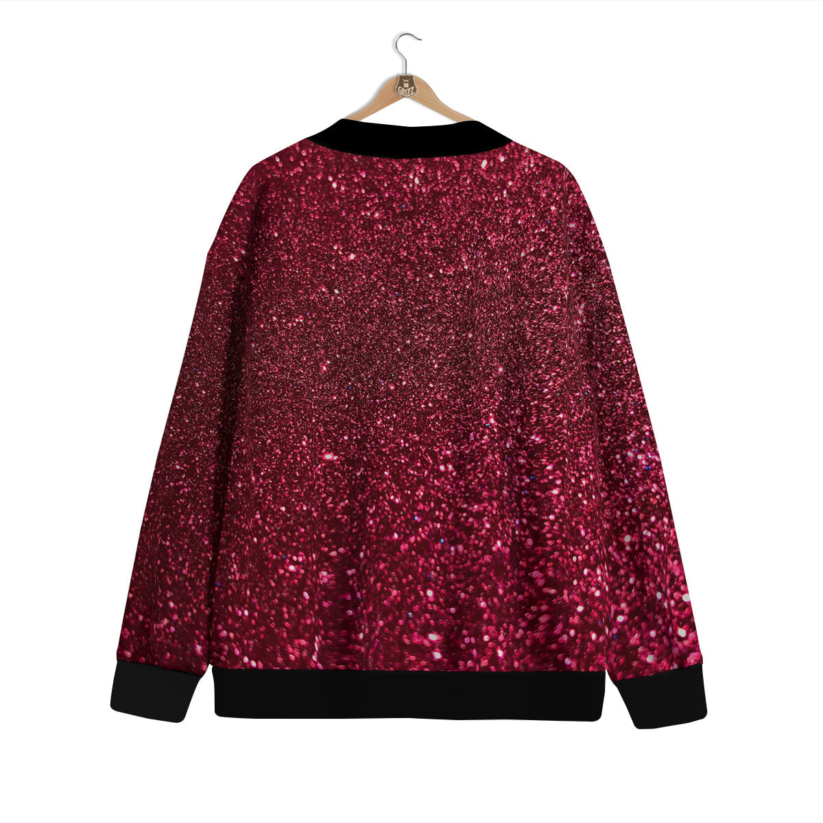 Texture Burgundy Glitter Print Cardigan-grizzshop