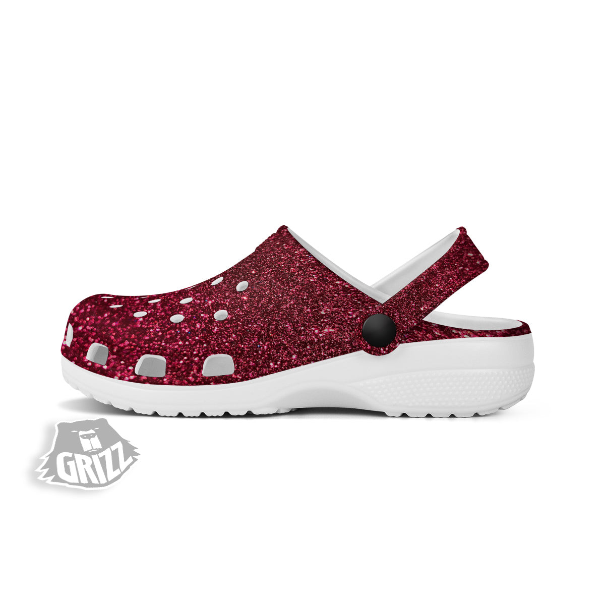 Texture Burgundy Glitter Print Clog-grizzshop