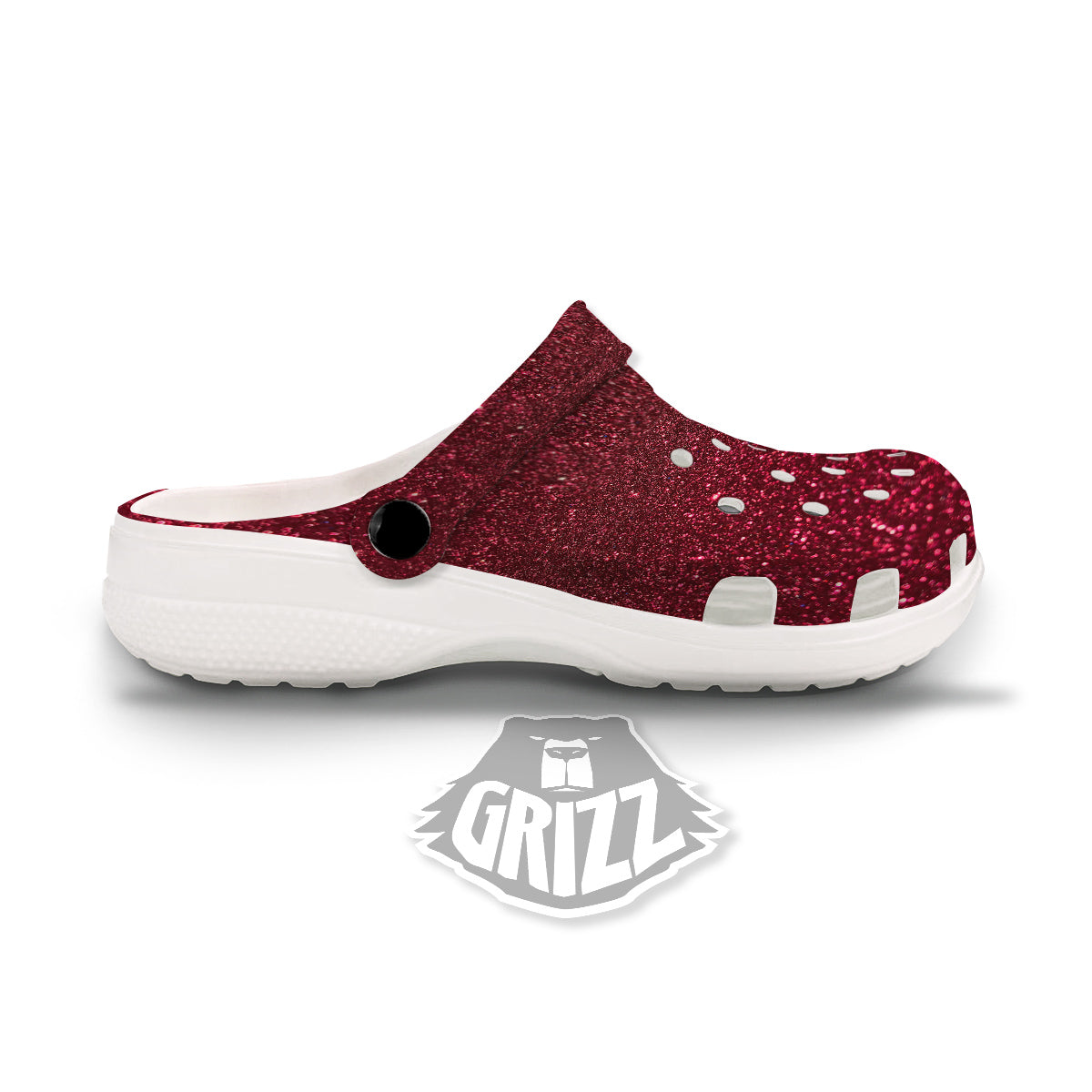 Texture Burgundy Glitter Print Clog-grizzshop