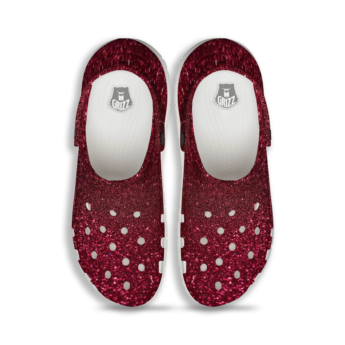 Texture Burgundy Glitter Print Clog-grizzshop