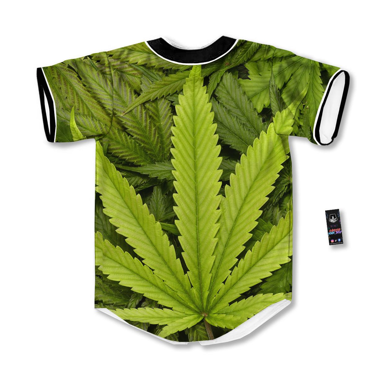 Texture Cannabis Print Baseball Jersey-grizzshop