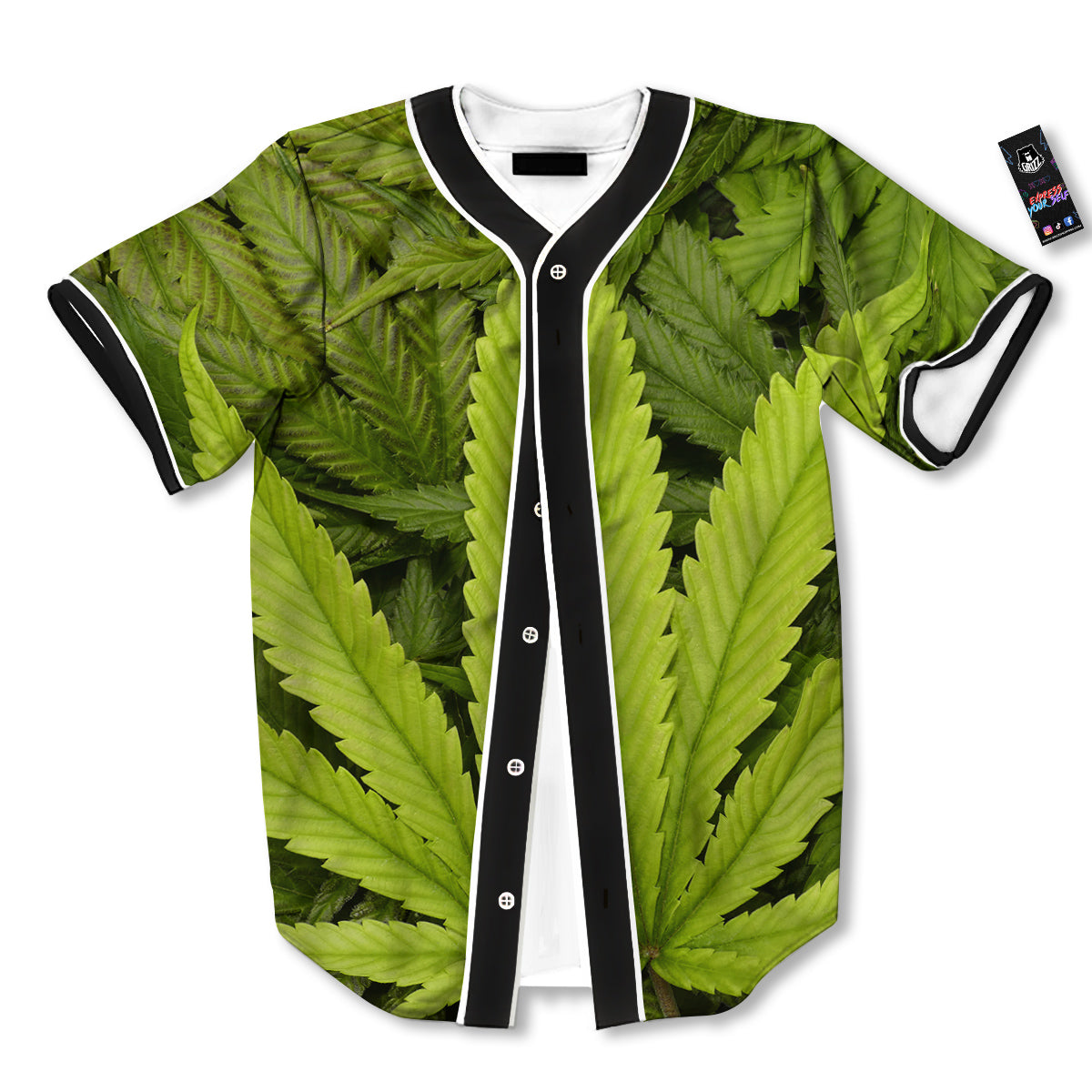 Texture Cannabis Print Baseball Jersey-grizzshop