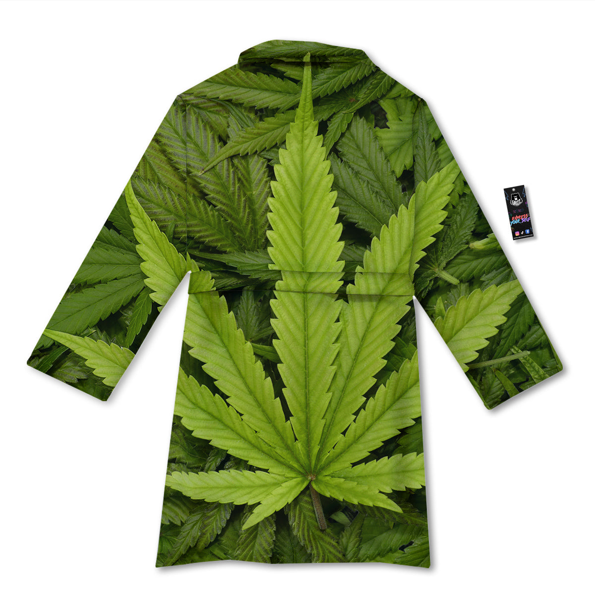 Texture Cannabis Print Bathrobe-grizzshop