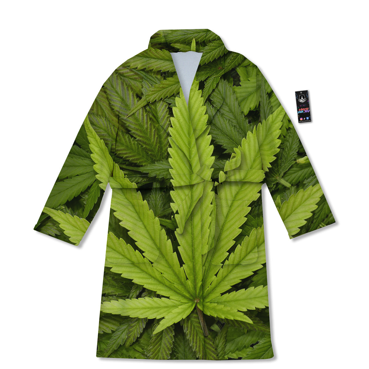 Texture Cannabis Print Bathrobe-grizzshop