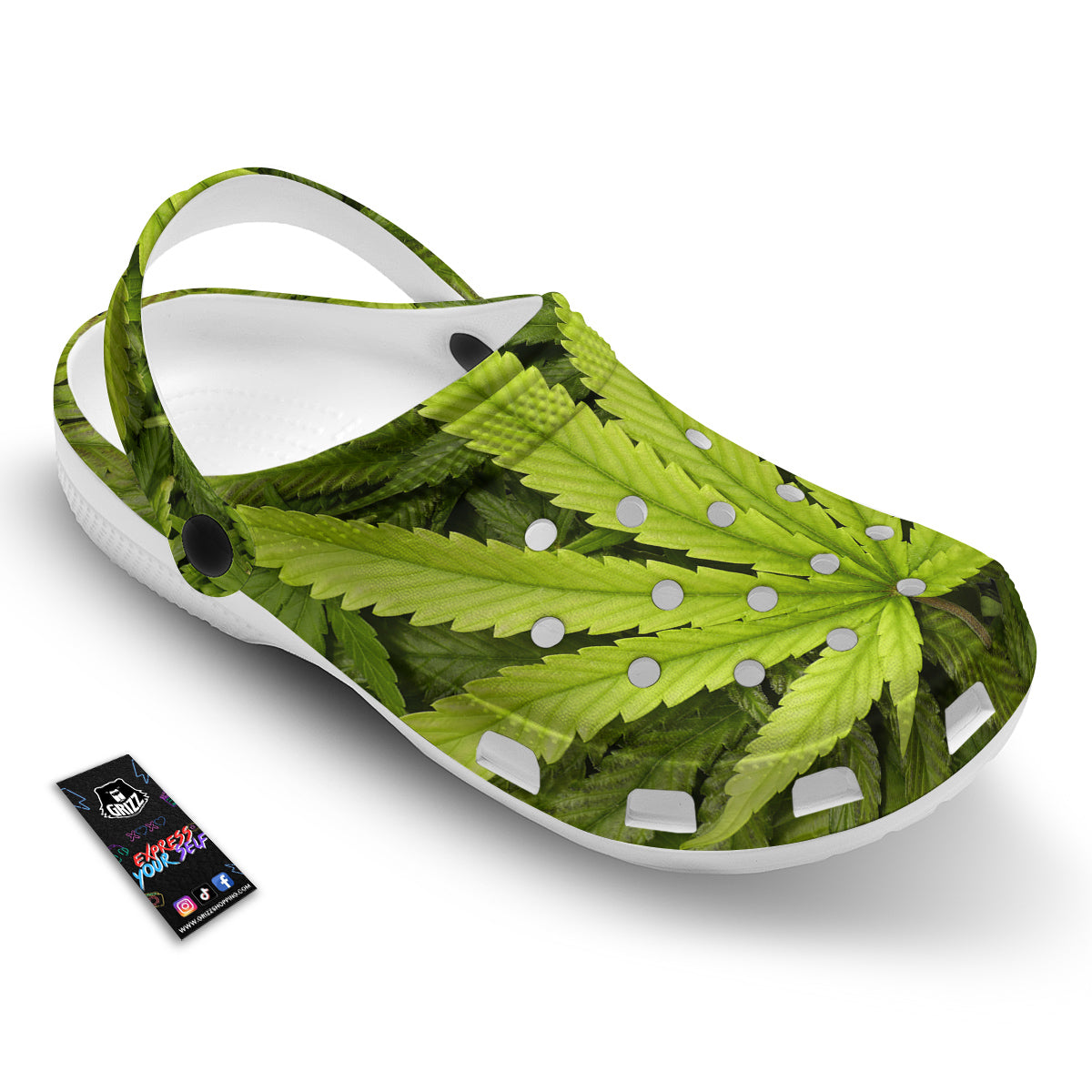 Texture Cannabis Print Clog-grizzshop