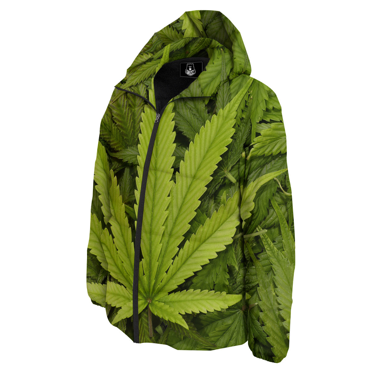Texture Cannabis Print Down Jacket-grizzshop