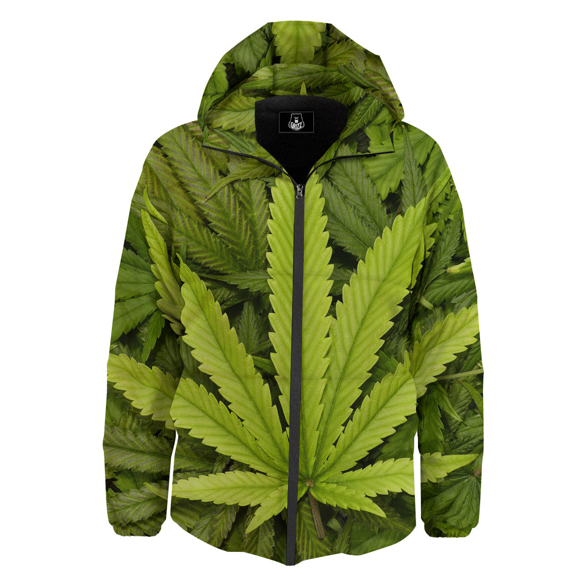 Texture Cannabis Print Down Jacket-grizzshop