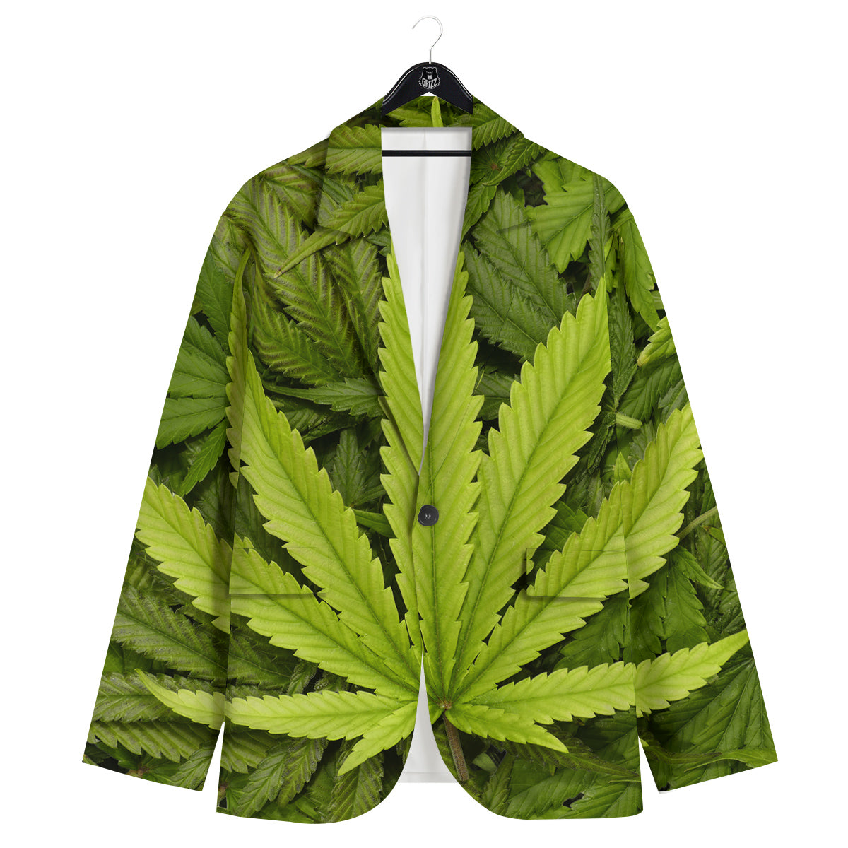 Texture Cannabis Print Men's Sport Coat-grizzshop