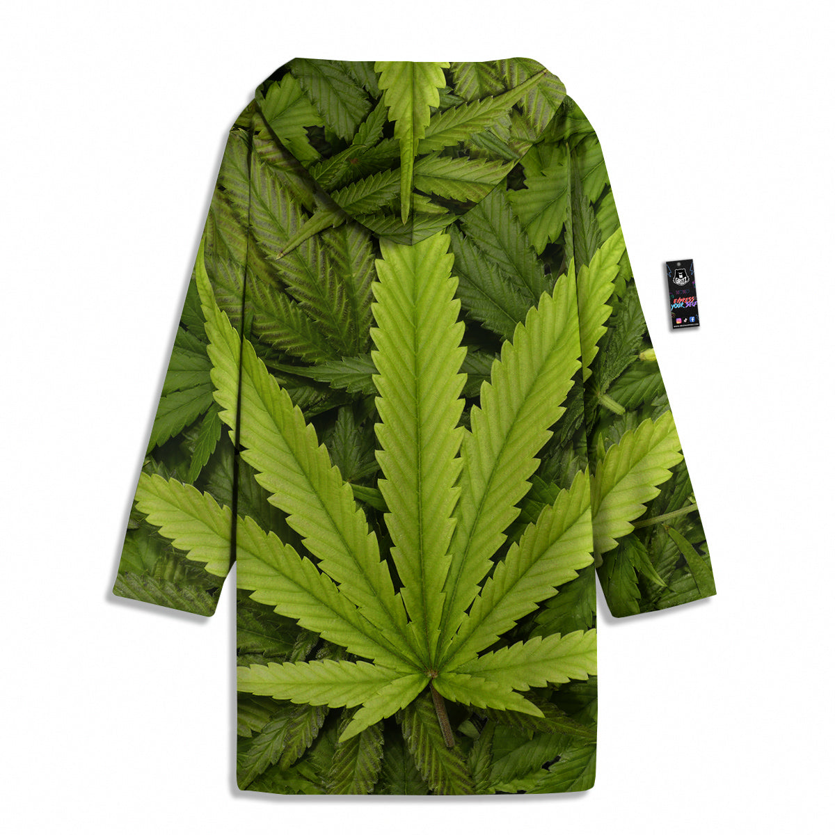Texture Cannabis Print Men's Windbreaker Jacket-grizzshop