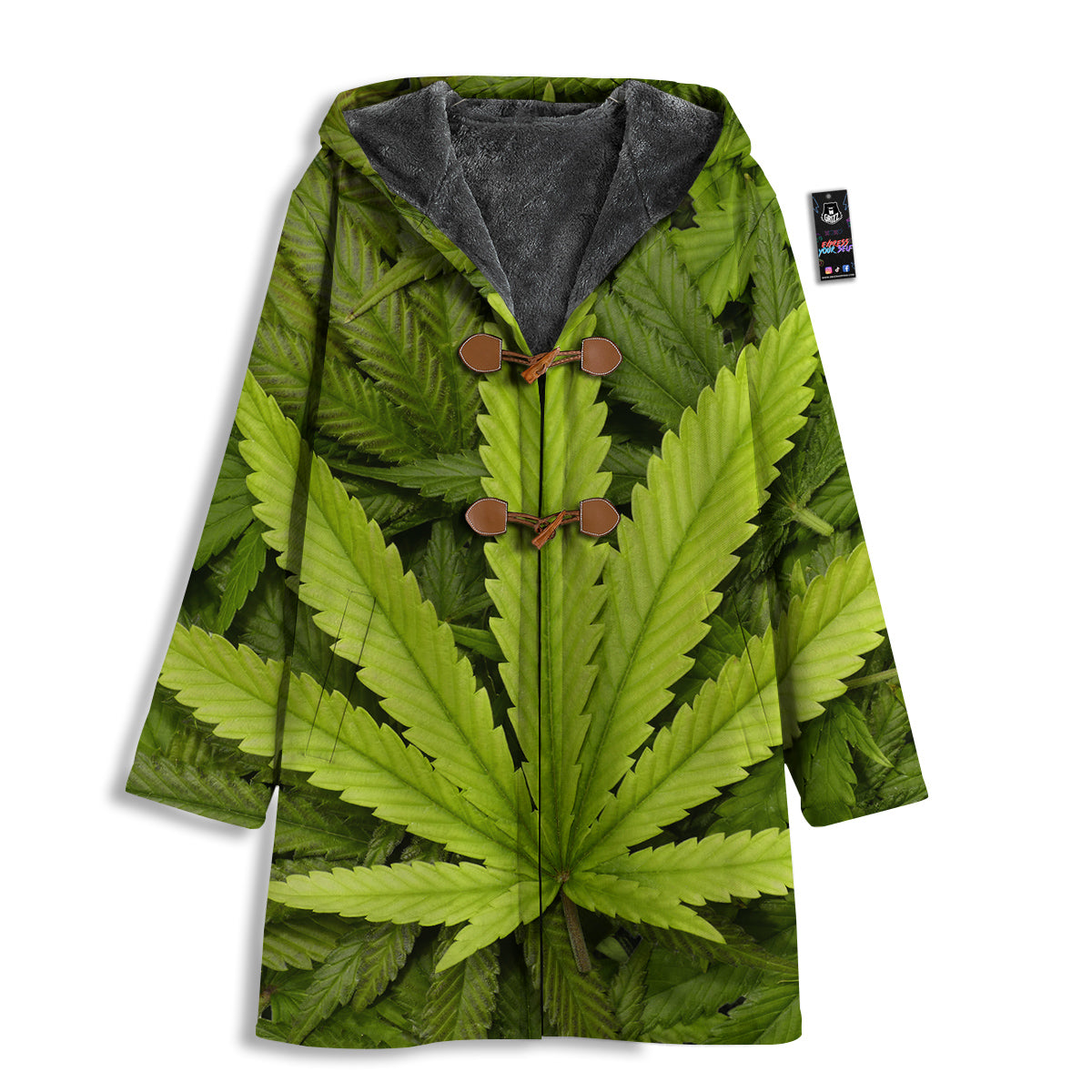 Texture Cannabis Print Men's Windbreaker Jacket-grizzshop