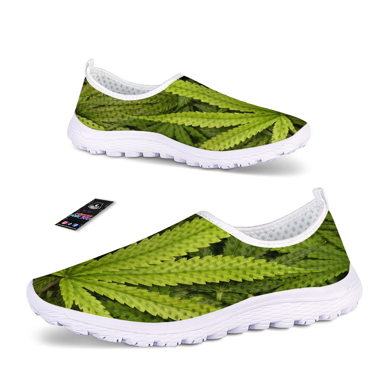 Texture Cannabis Print Nurse Shoes-grizzshop