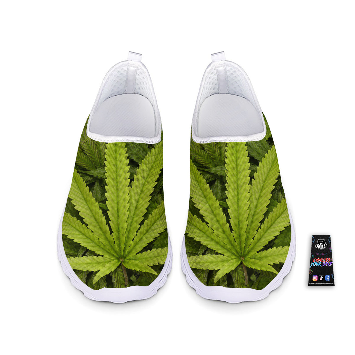 Texture Cannabis Print Nurse Shoes-grizzshop