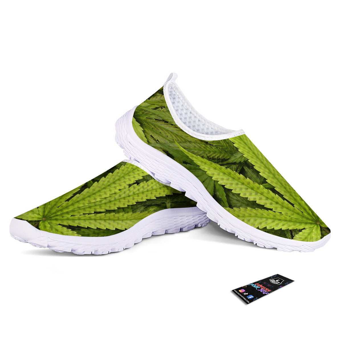 Texture Cannabis Print Nurse Shoes-grizzshop