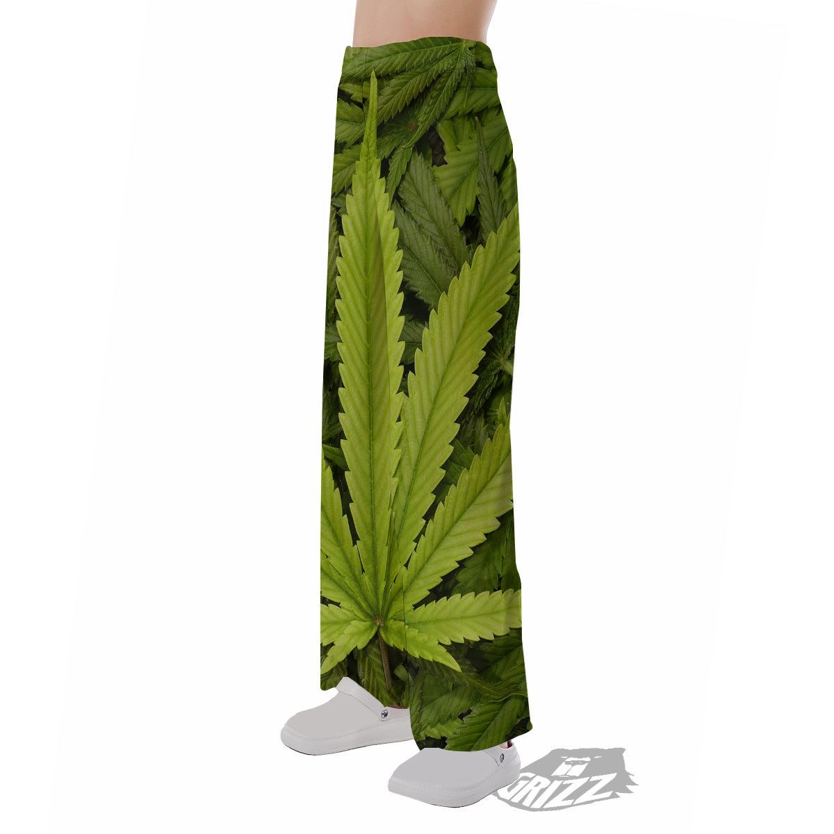 Texture Cannabis Print Pajama Pants-grizzshop
