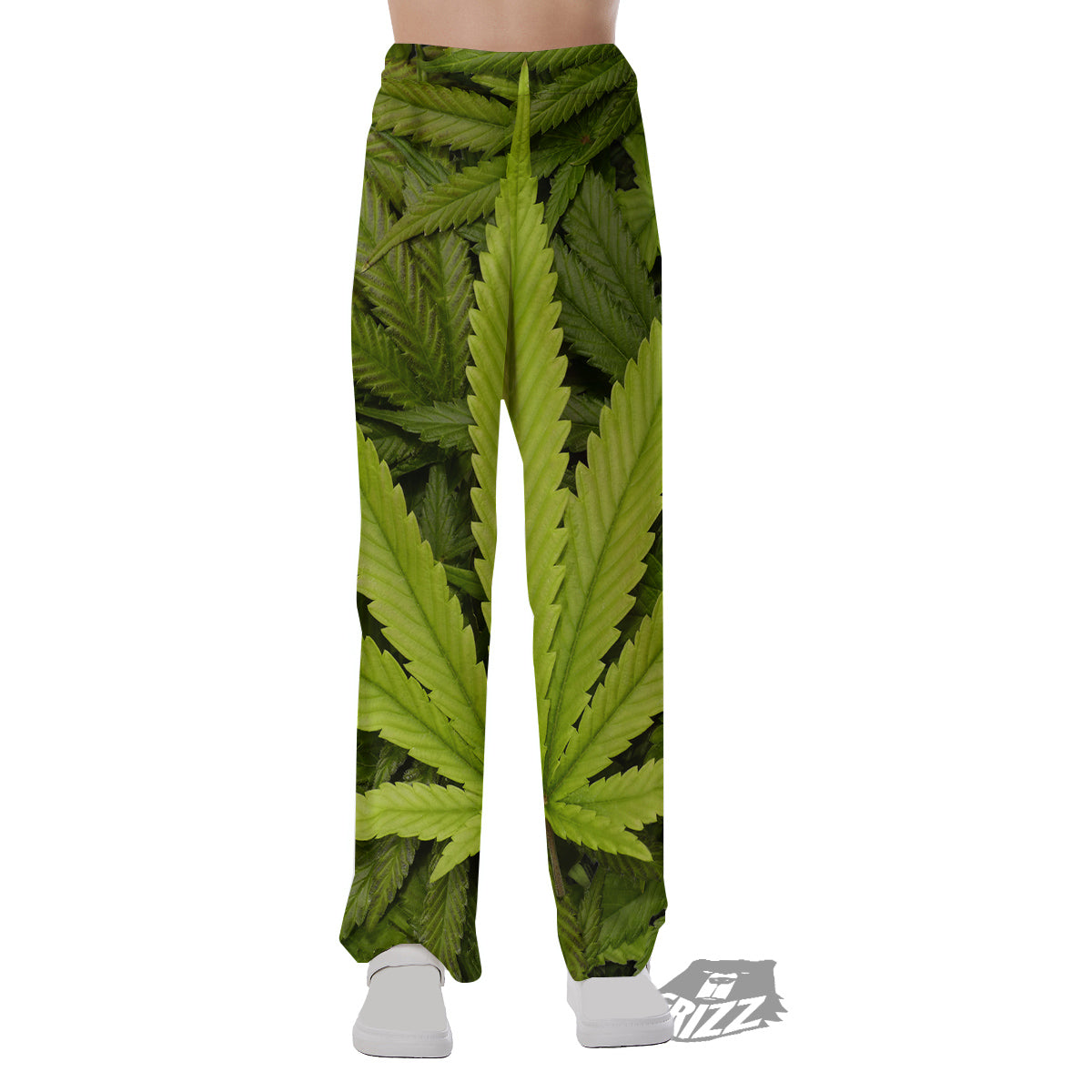 Texture Cannabis Print Pajama Pants-grizzshop
