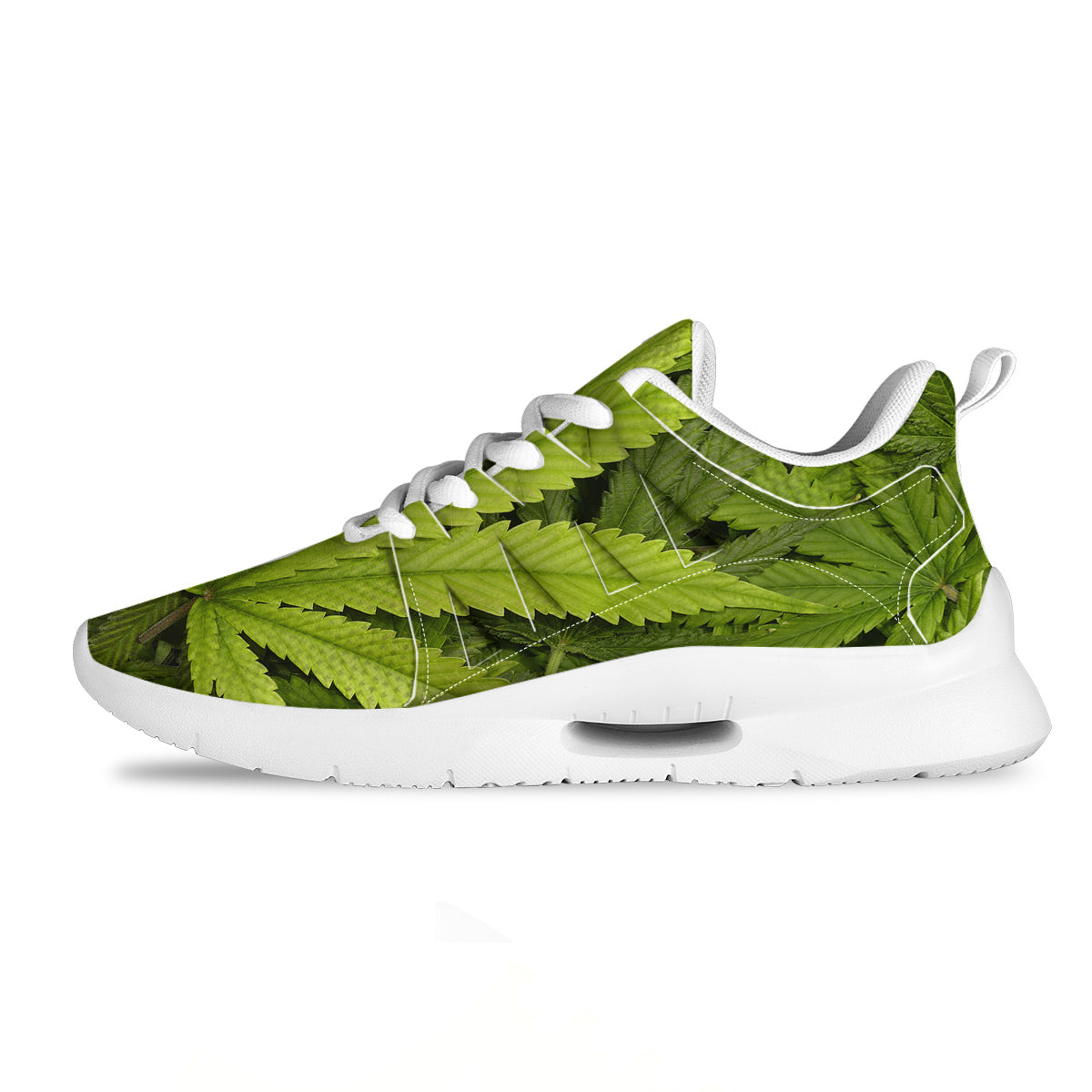 Texture Cannabis Print Tennis Shoes-grizzshop