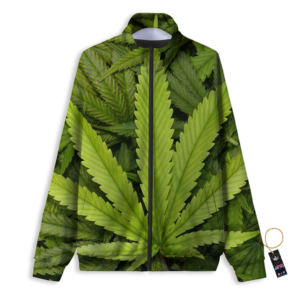 Texture Cannabis Print Track Jacket-grizzshop