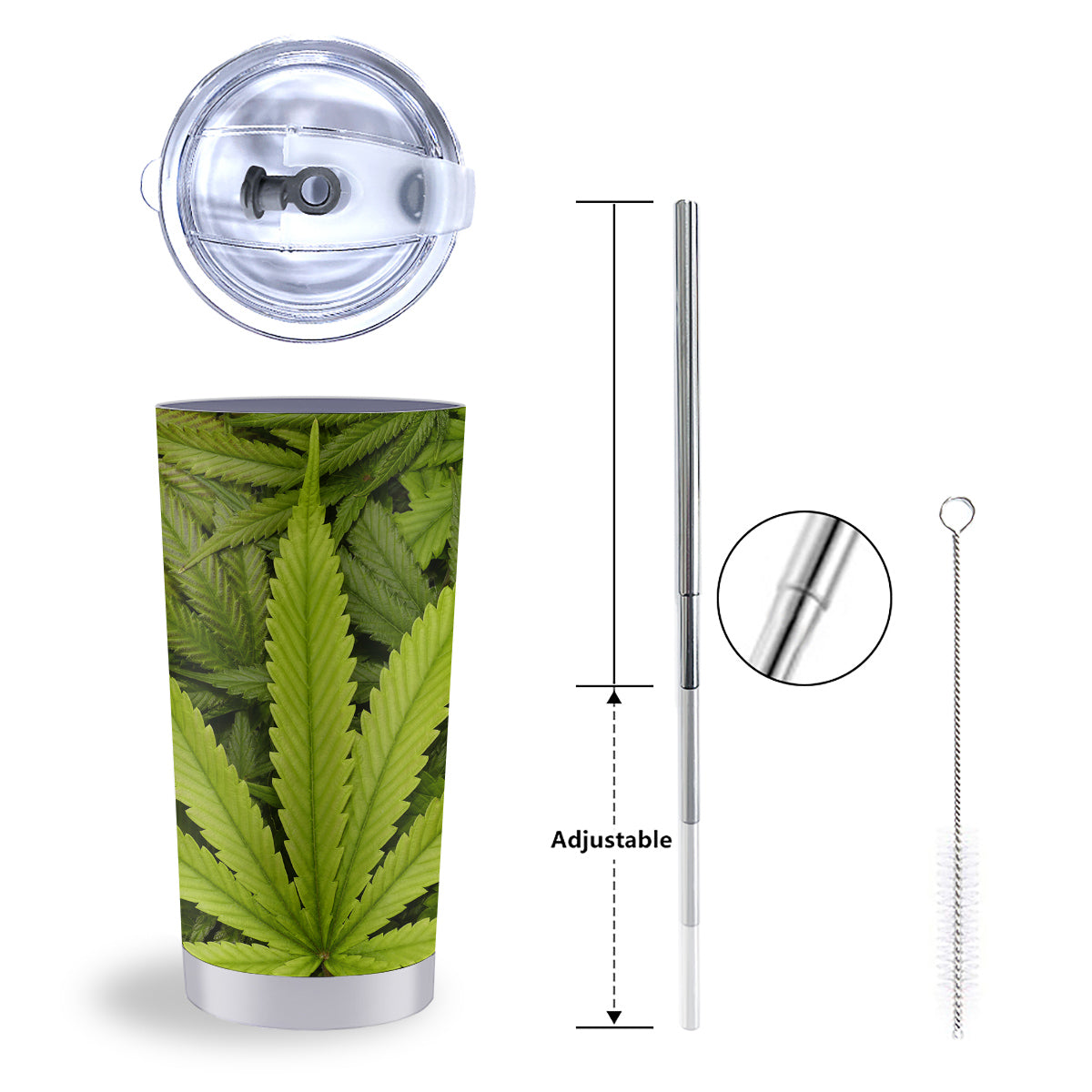 Texture Cannabis Print Tumbler-grizzshop