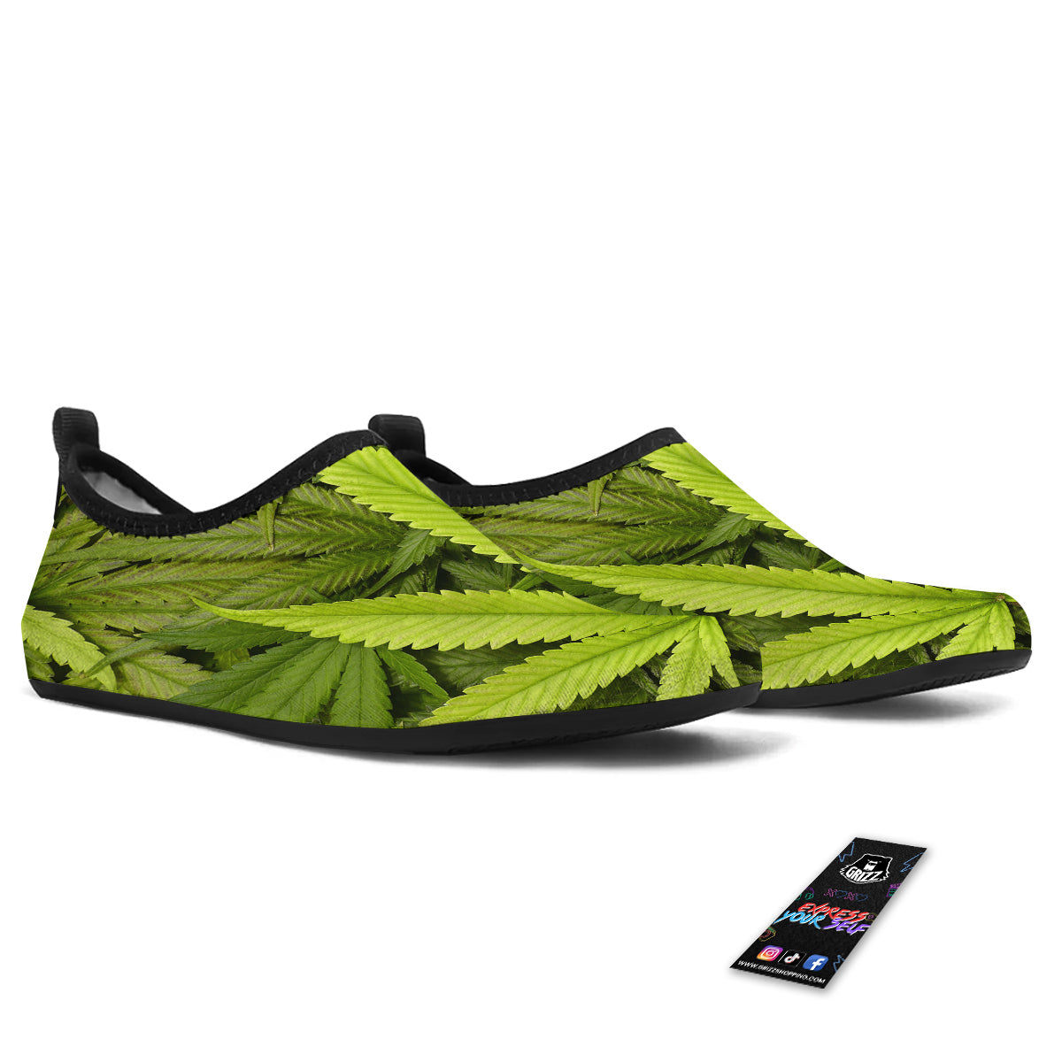 Texture Cannabis Print Water Shoes-grizzshop