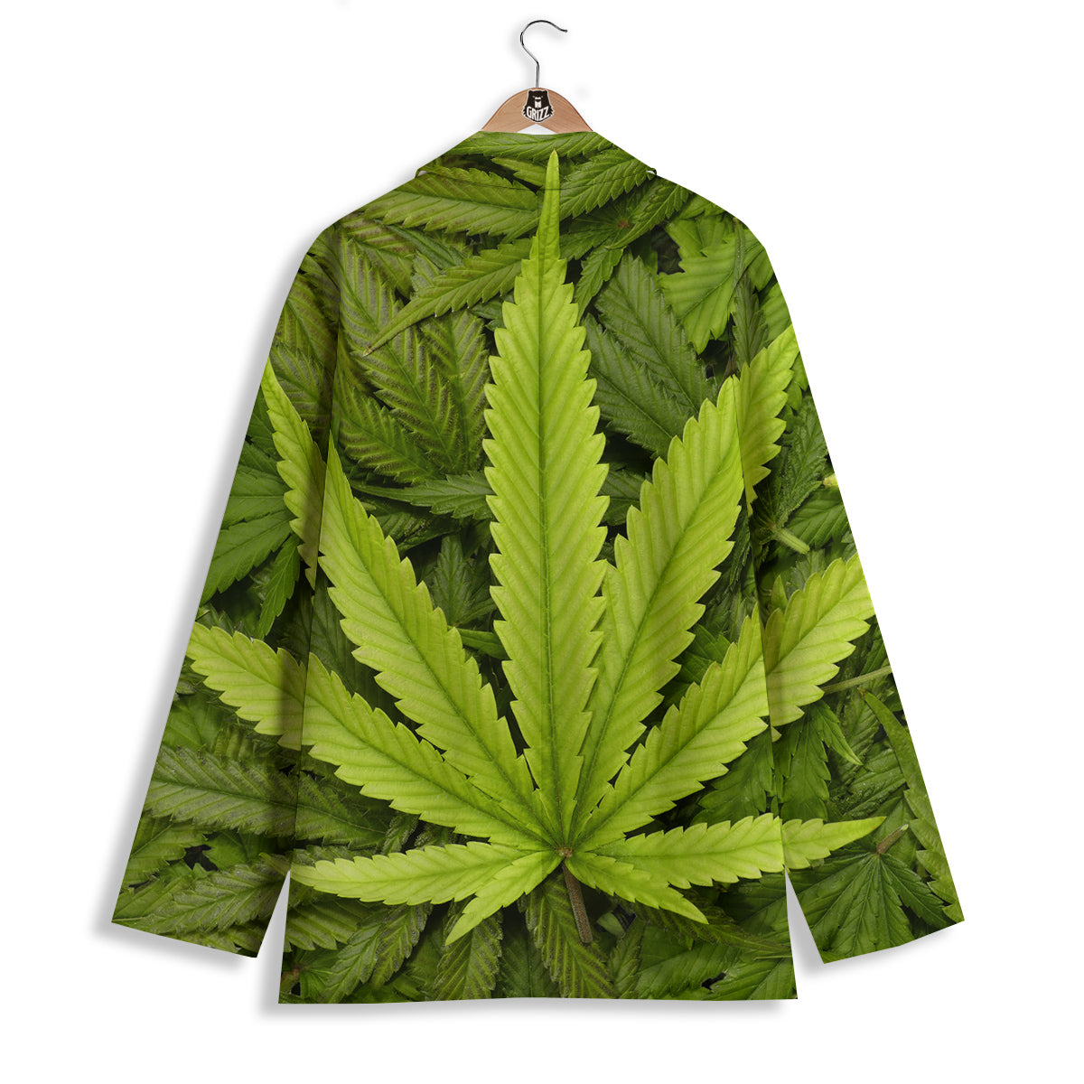 Texture Cannabis Print Women's Blazer-grizzshop