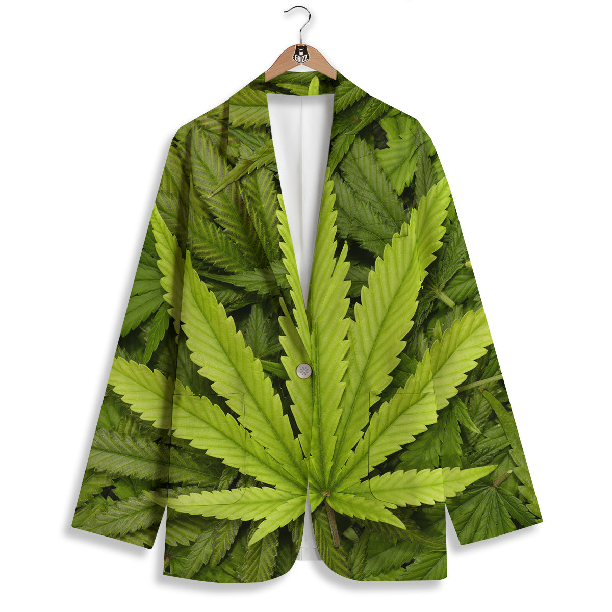 Texture Cannabis Print Women's Blazer-grizzshop
