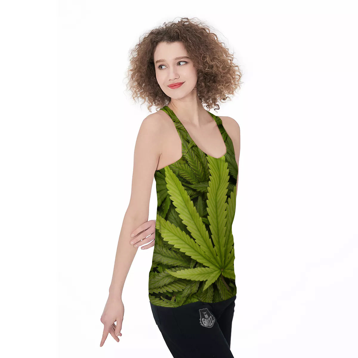 Texture Cannabis Print Women's Racerback Tank Top-grizzshop