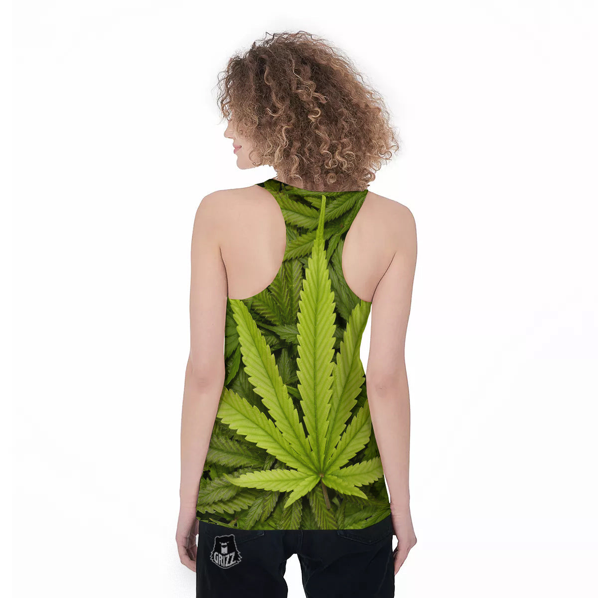 Texture Cannabis Print Women's Racerback Tank Top-grizzshop