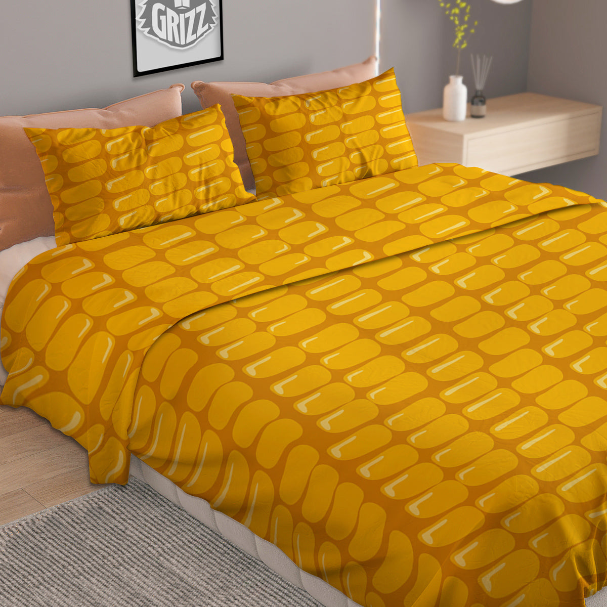 Texture Corn Print Duvet Cover Bedding Set-grizzshop