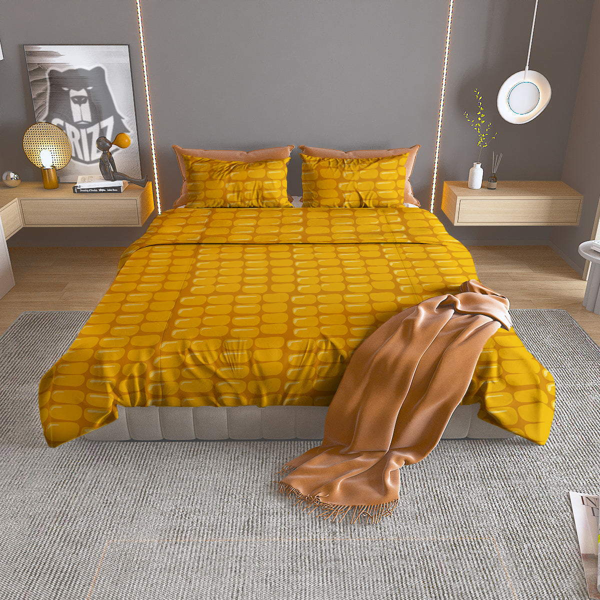 Texture Corn Print Duvet Cover Bedding Set-grizzshop
