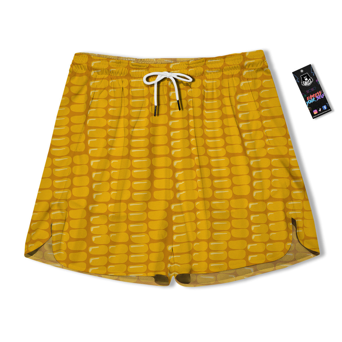 Texture Corn Print Men's Running Shorts-grizzshop