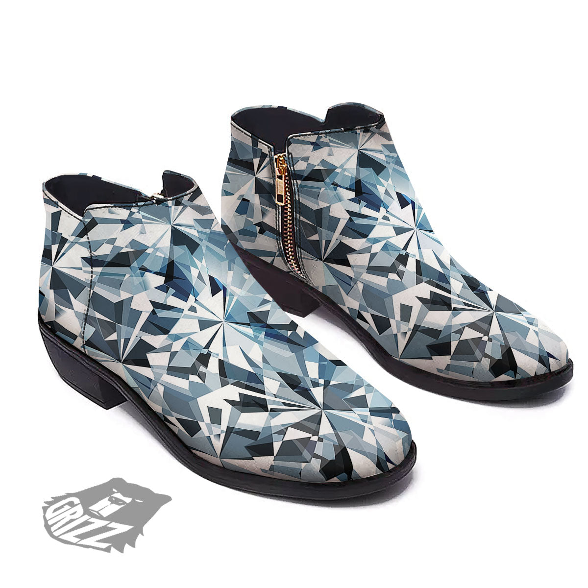 Texture Diamond Print Ankle Boots-grizzshop