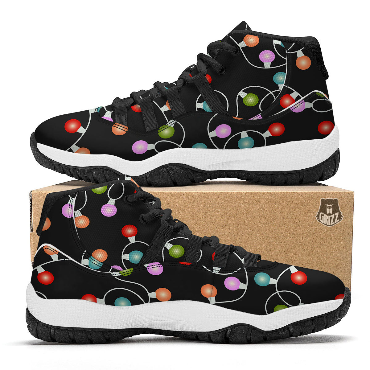 Texture Diamond Print Black Bball Shoes-grizzshop