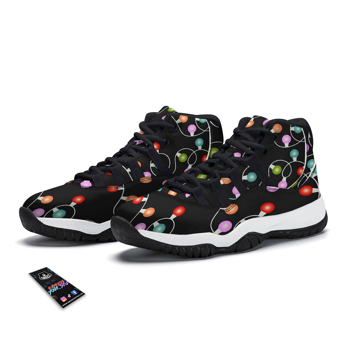 Texture Diamond Print Black Bball Shoes-grizzshop