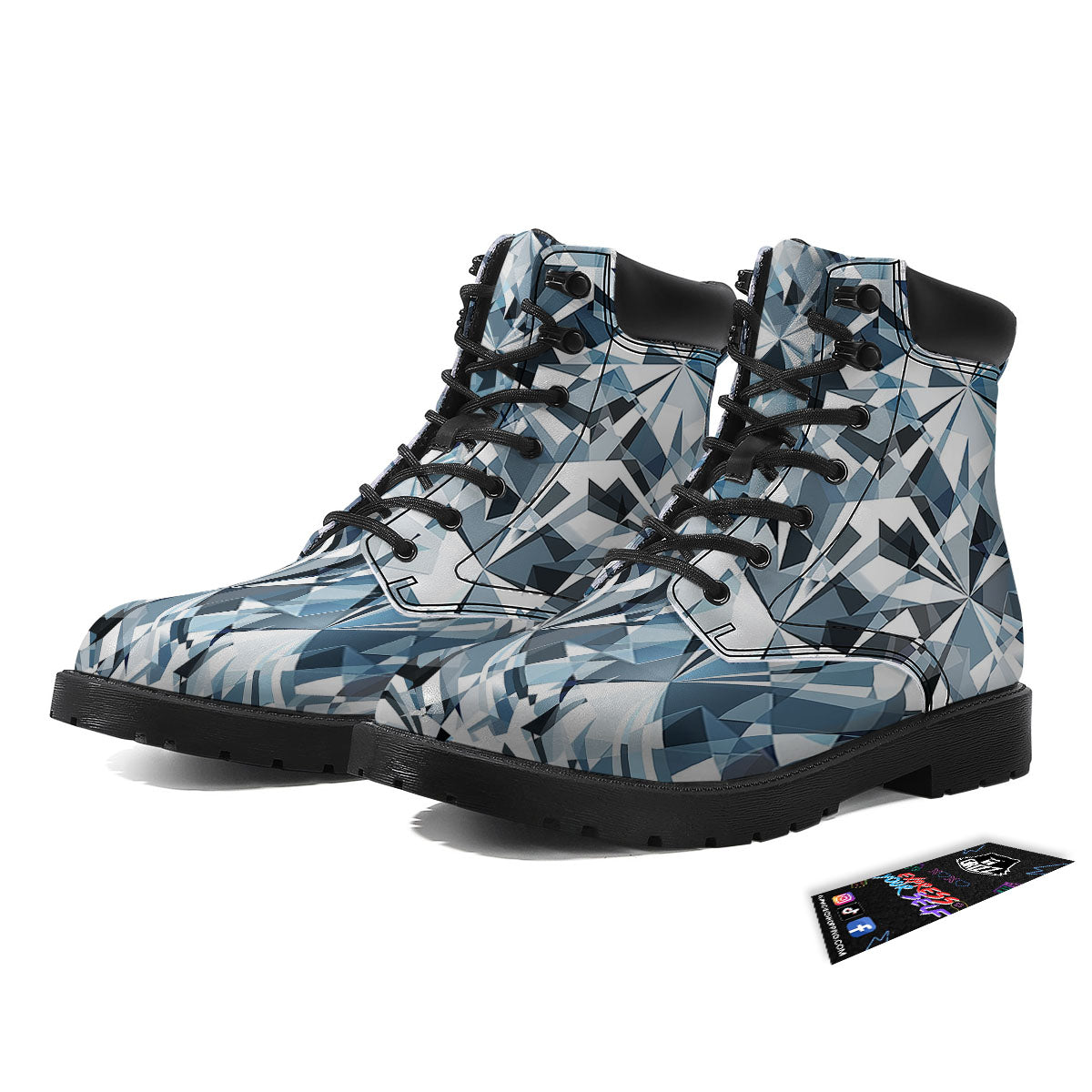 Texture Diamond Print Boots-grizzshop