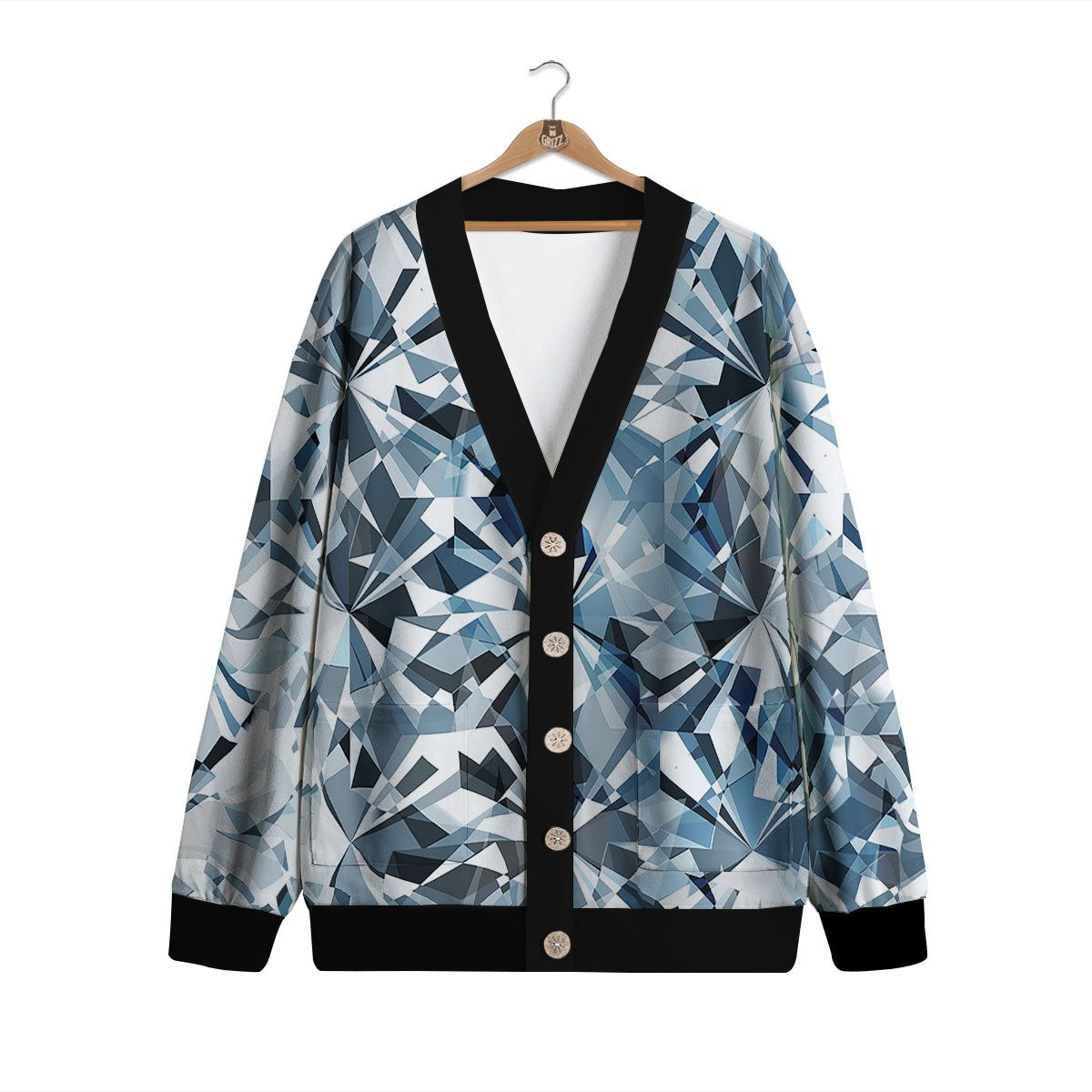 Texture Diamond Print Cardigan-grizzshop