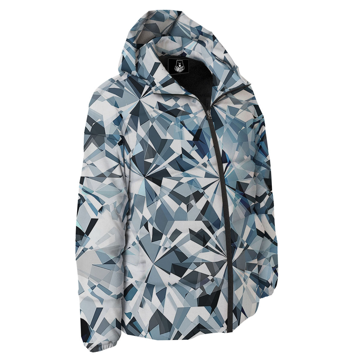 Texture Diamond Print Down Jacket-grizzshop