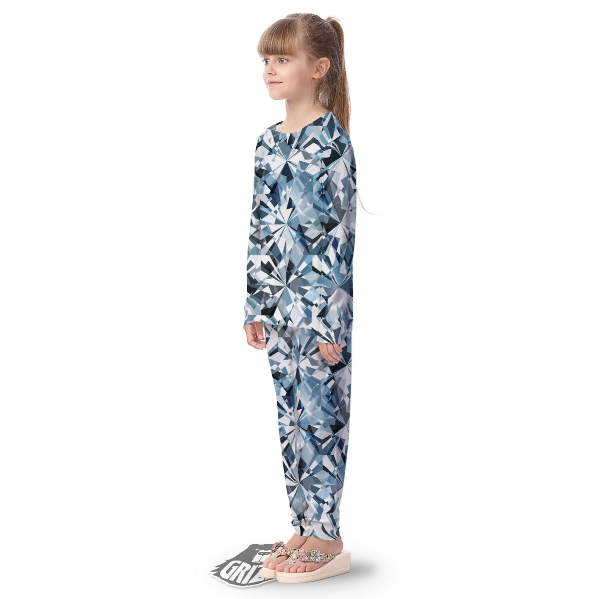 Texture Diamond Print Kid's Pajamas-grizzshop