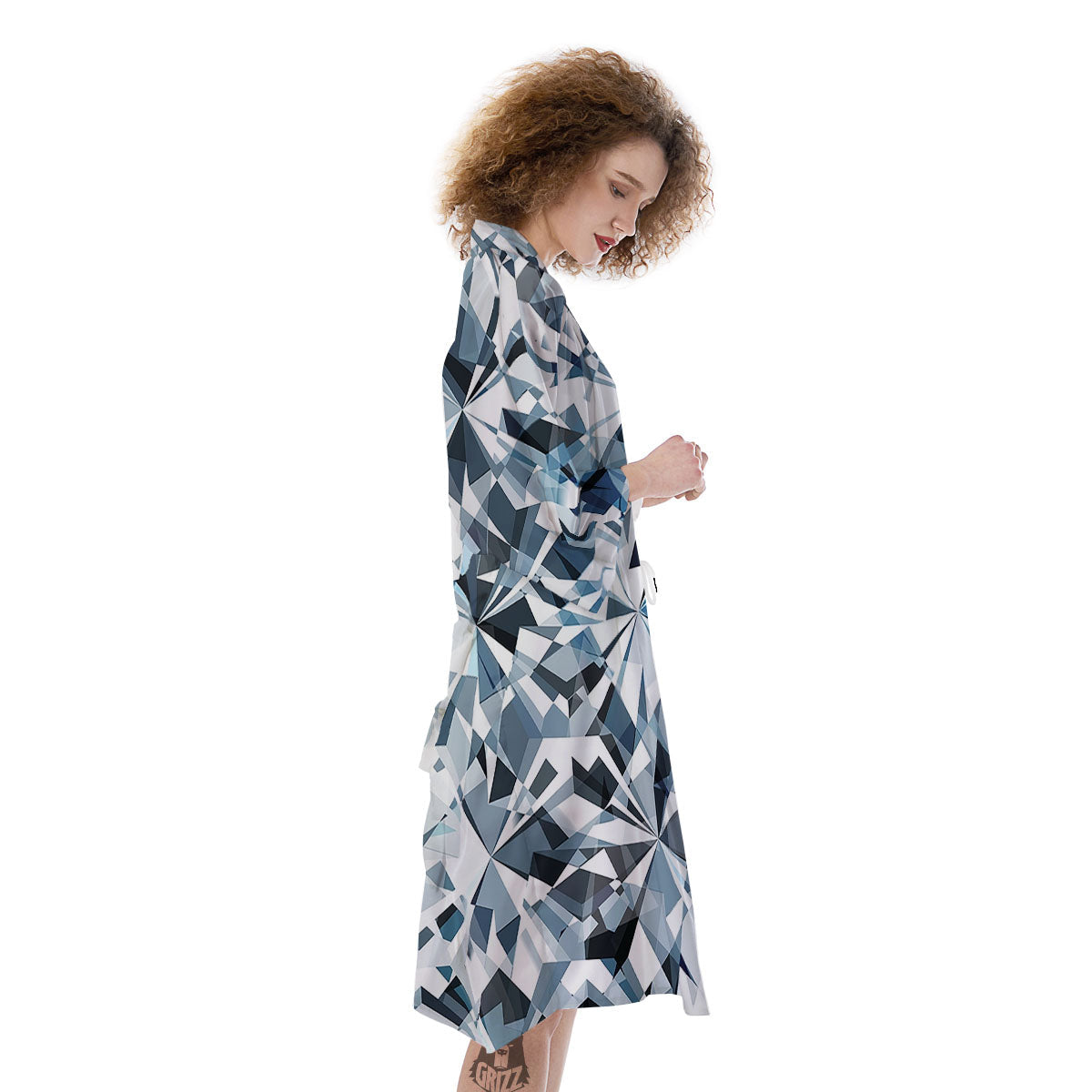 Texture Diamond Print Kimono-grizzshop