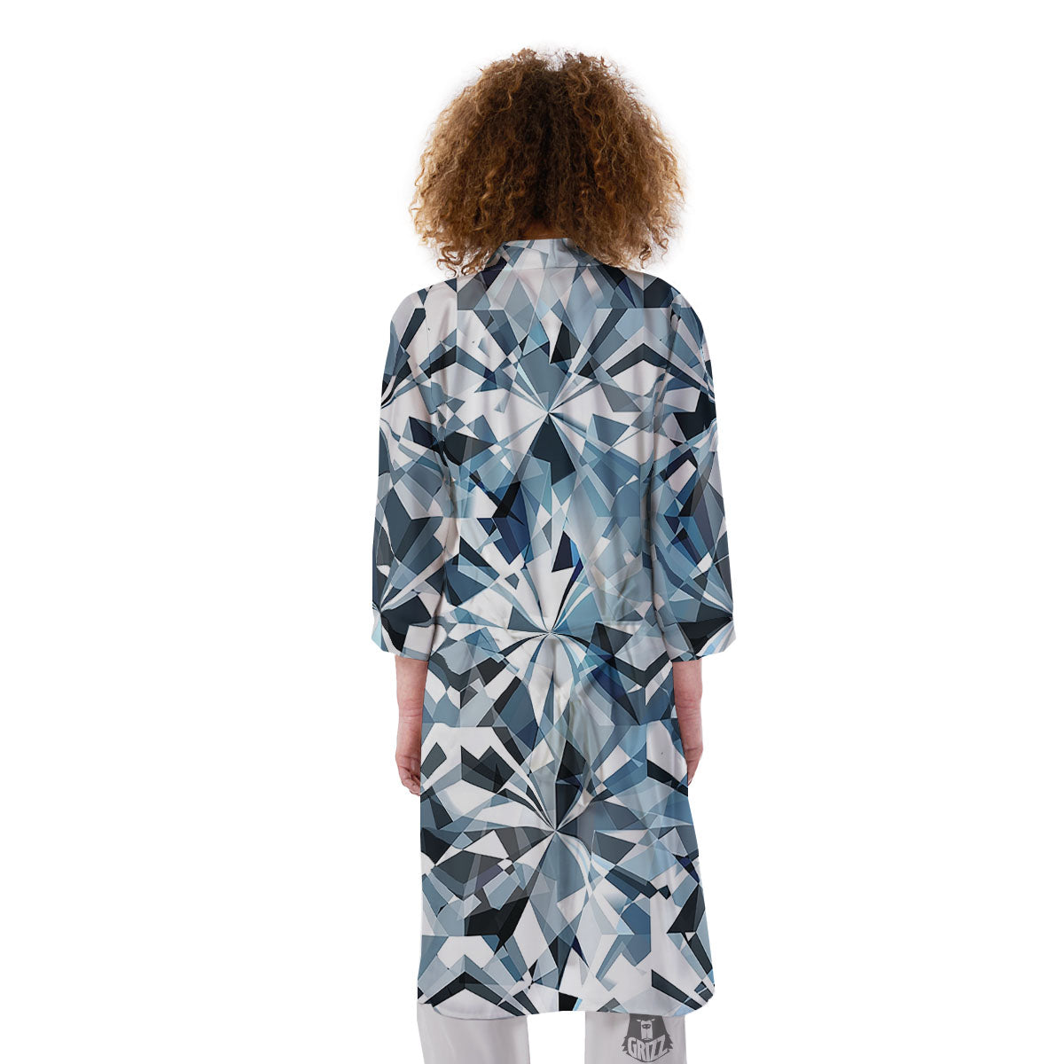 Texture Diamond Print Kimono-grizzshop