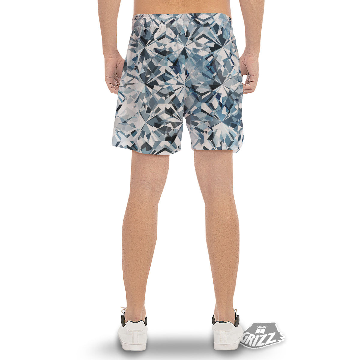 Texture Diamond Print Men's Gym Shorts-grizzshop