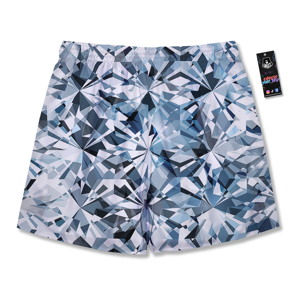 Texture Diamond Print Men's Running Shorts-grizzshop