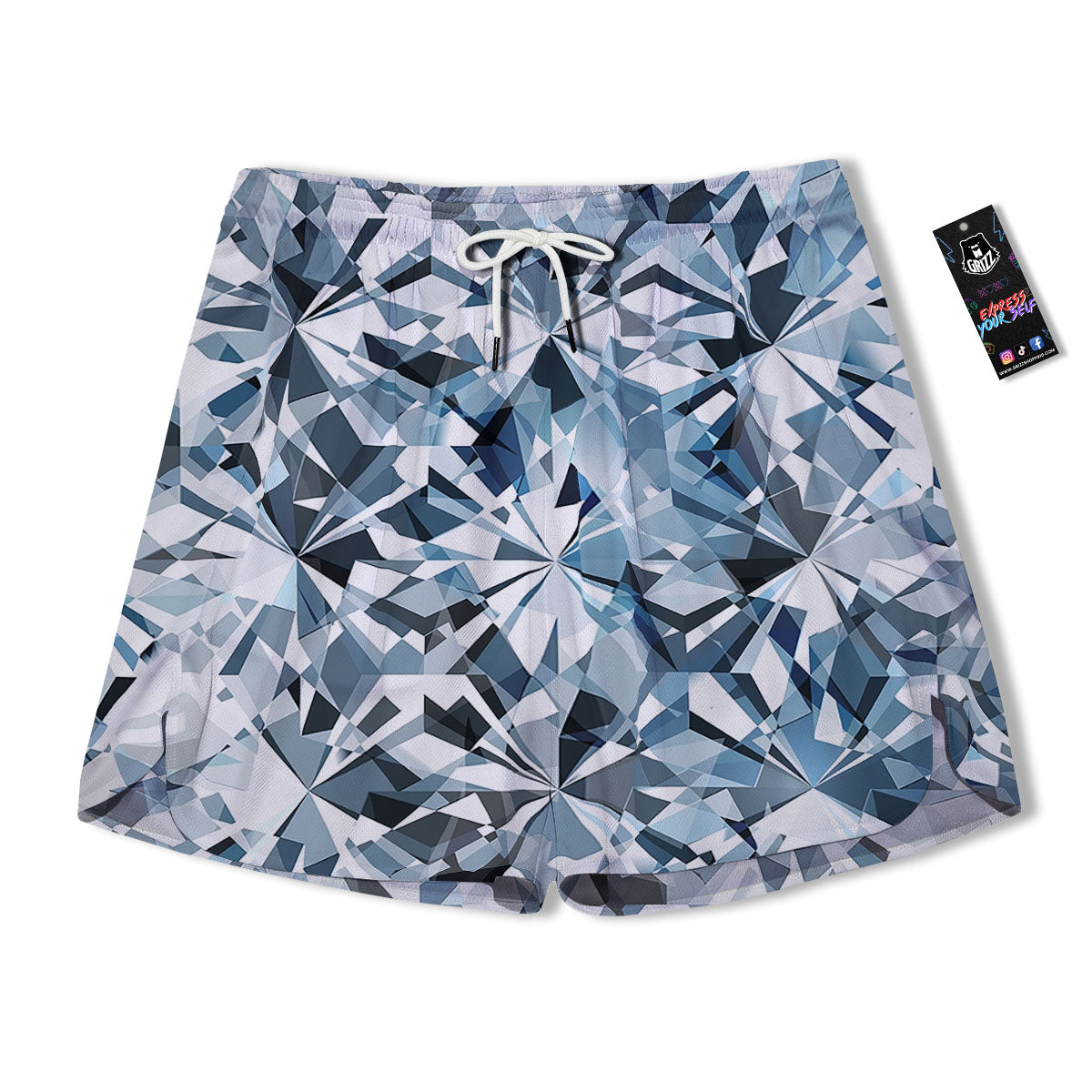 Texture Diamond Print Men's Running Shorts-grizzshop